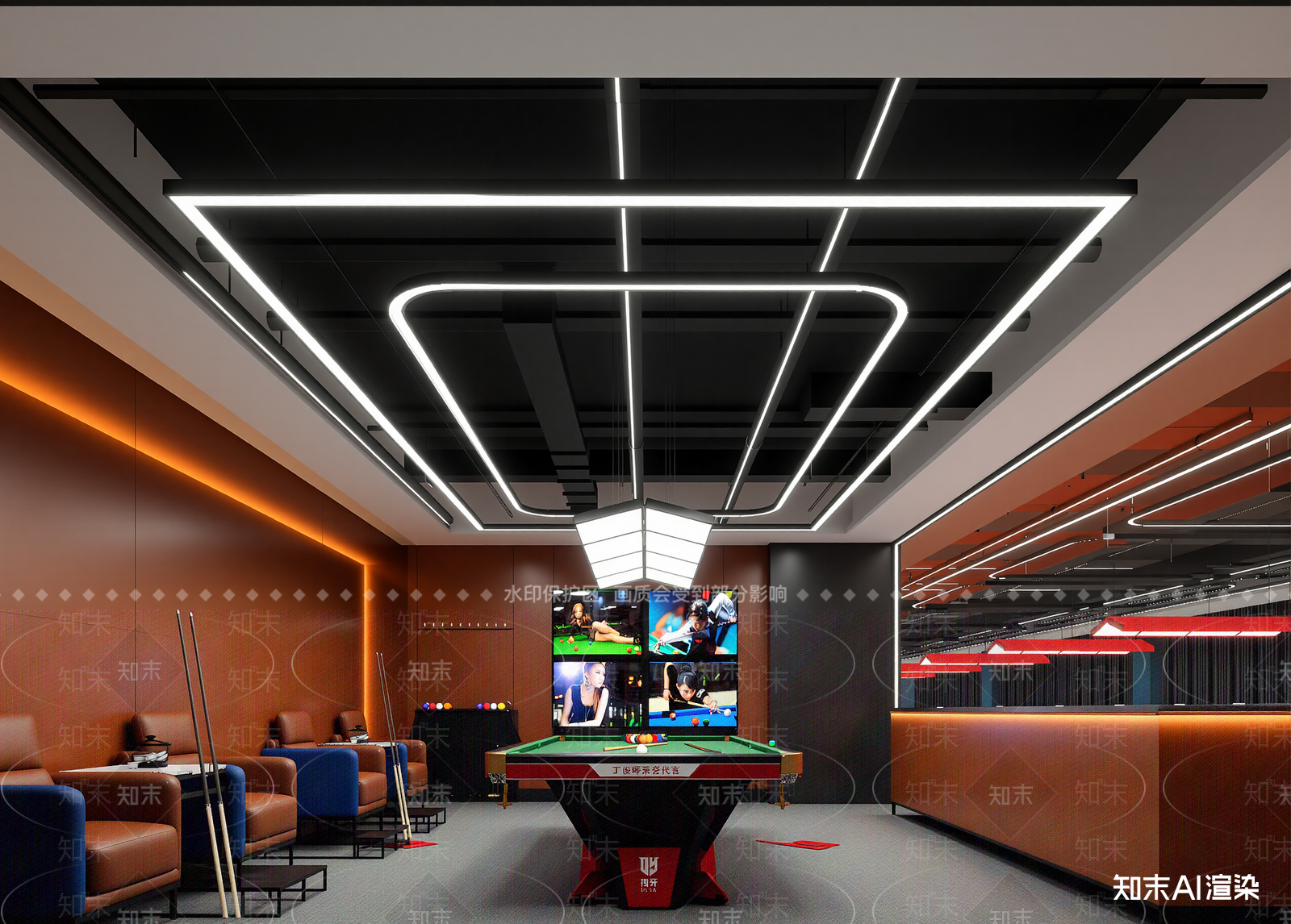 现代台球室3D模型下载【ID:1214585654】