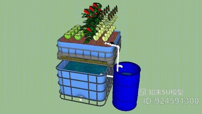 具有恒定水位水池的IBC手提式水压系统SU模型下载【ID:924591300】