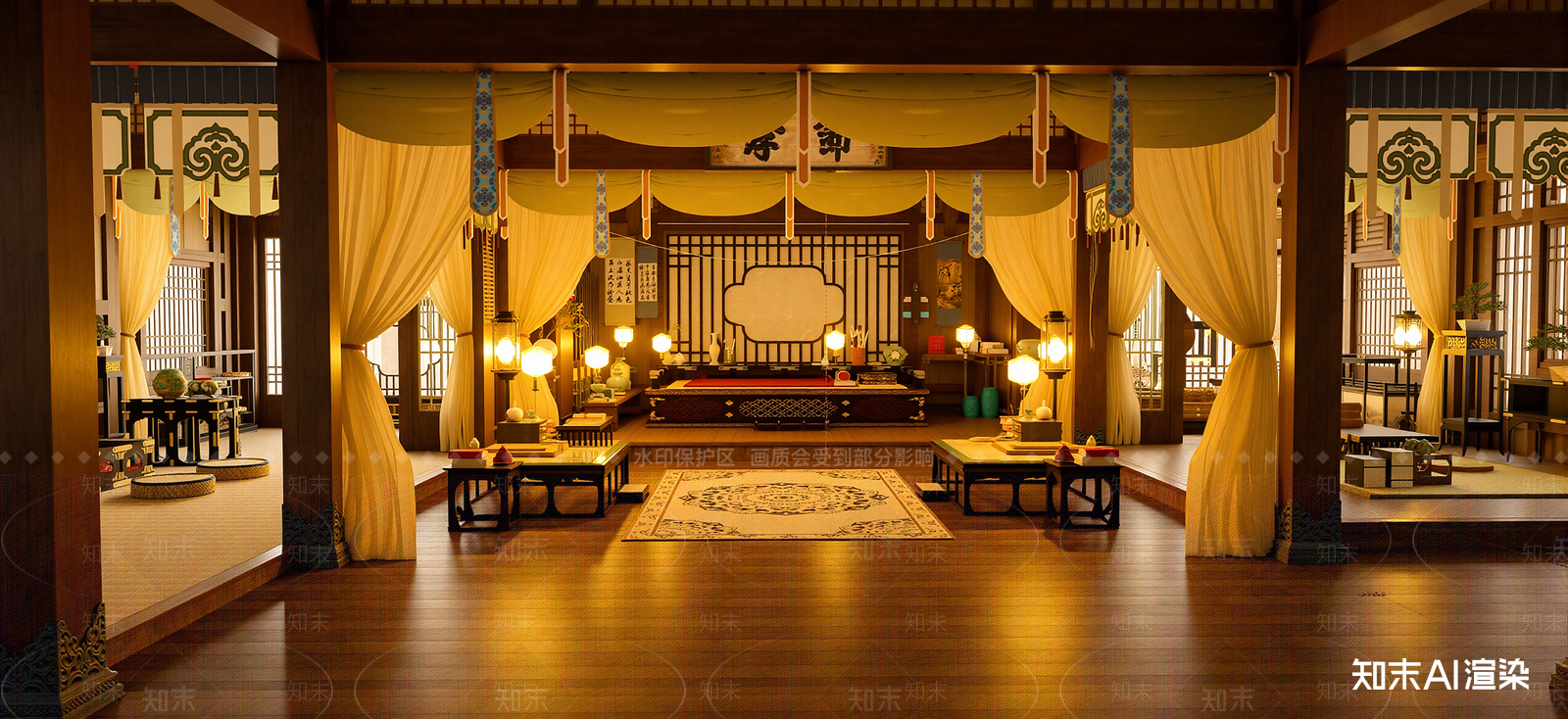 中式家居客厅SU模型下载【ID:1222196249】