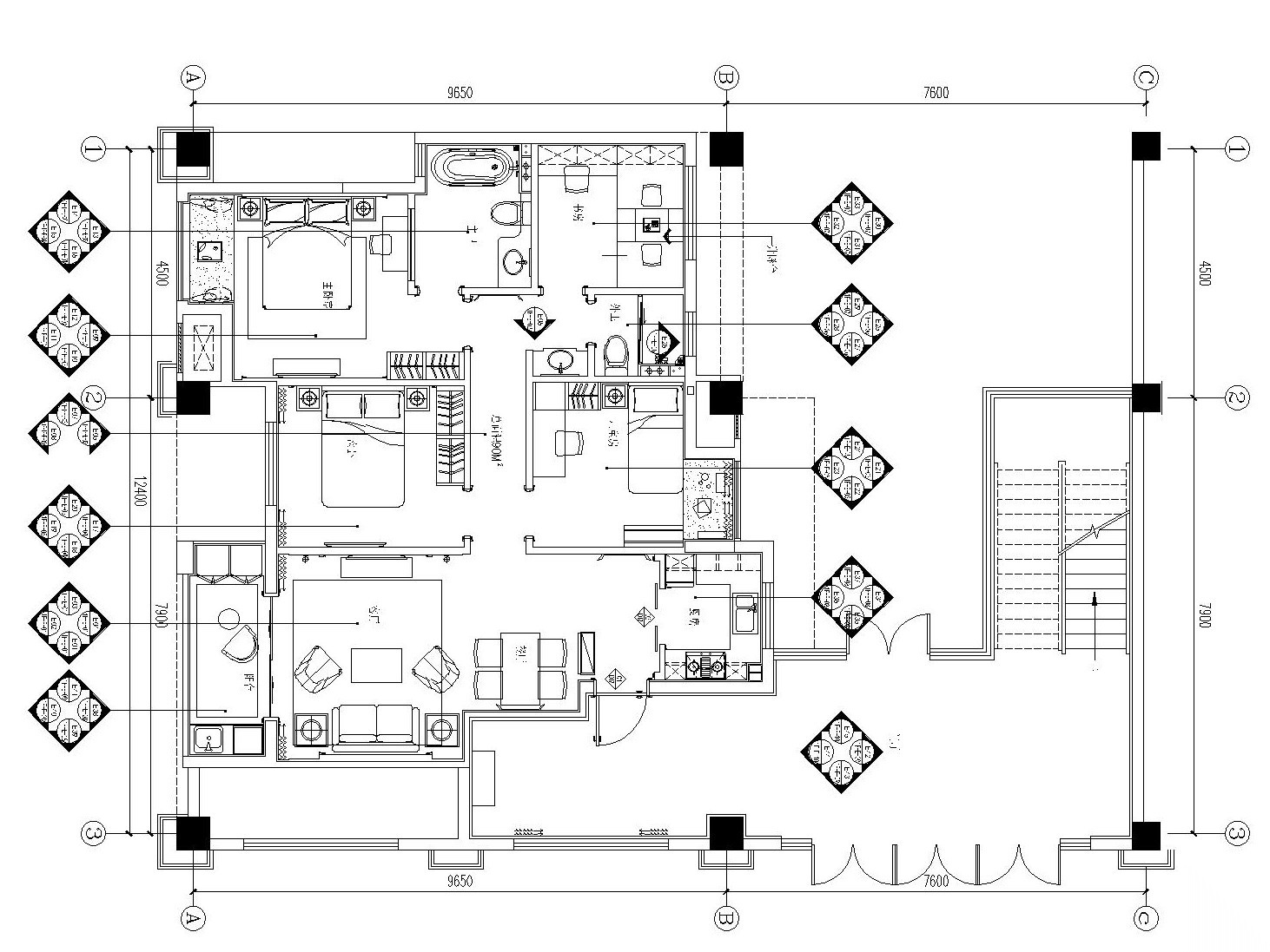 [苏州]简欧风格样板间精装修全套施工图（附效果图）cad施工图下载【ID:160120148】