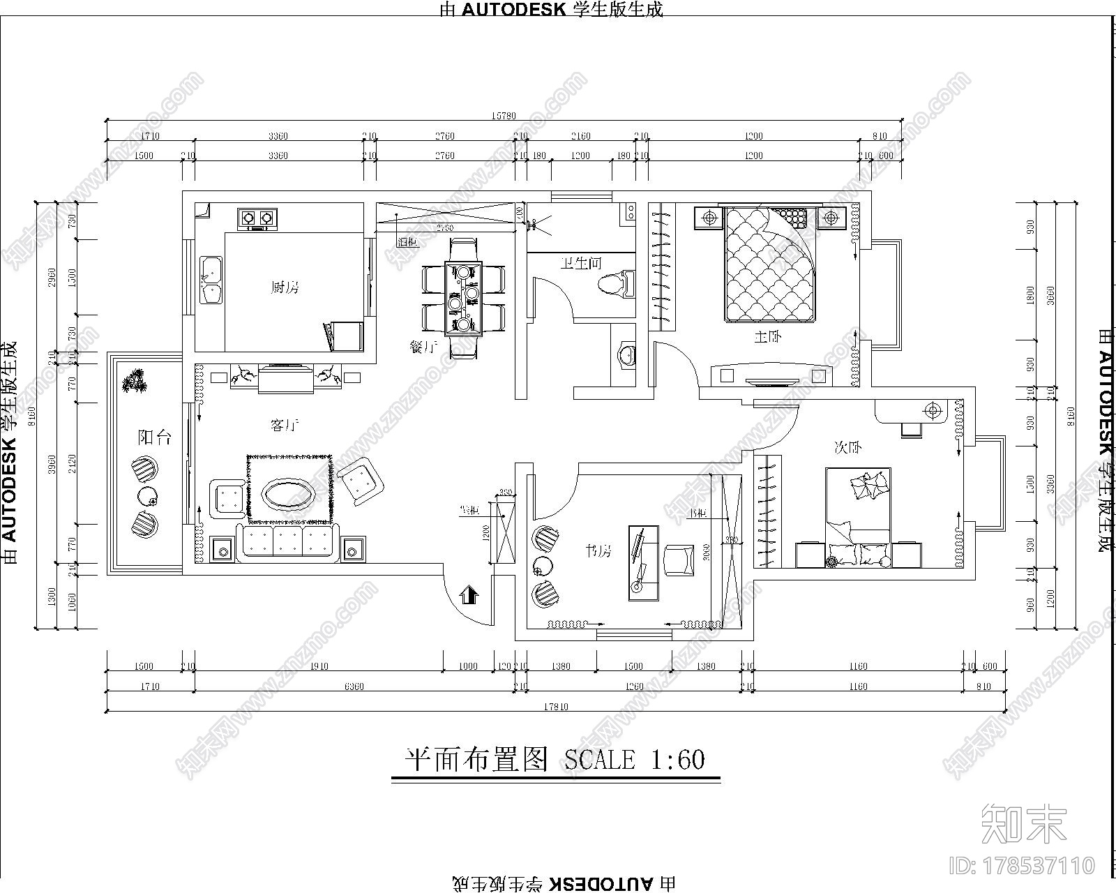 [贵阳]精品简欧风格三居室样板间装修施工图（含效果）施工图下载【ID:178537110】