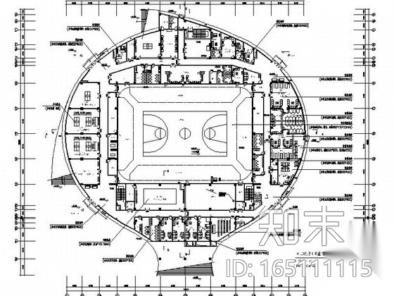 [重庆]某圆型体育馆室内装修图（含效果）cad施工图下载【ID:165111115】