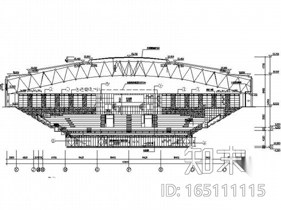 [重庆]某圆型体育馆室内装修图（含效果）cad施工图下载【ID:165111115】
