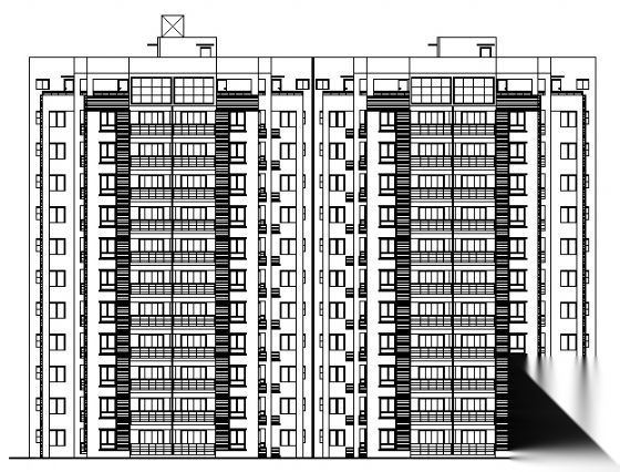 某十一层电梯公寓建筑方案图（2栋）施工图下载【ID:168463184】