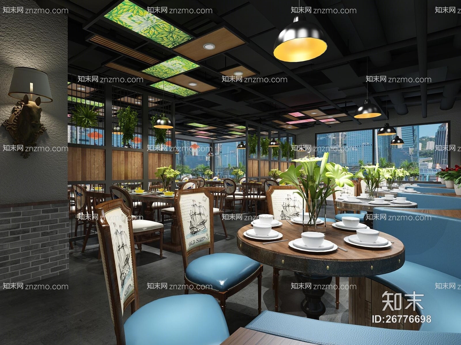 新中式餐厅3D模型下载【ID:26776698】