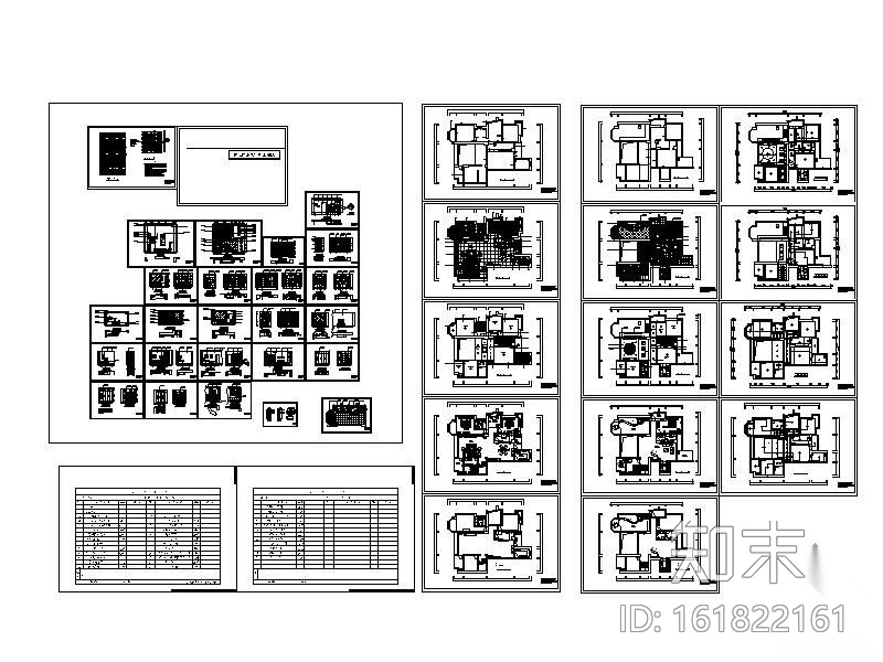 300㎡二层别墅装修图cad施工图下载【ID:161822161】