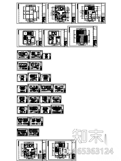 [杭州]某公寓楼三室两厅装修图cad施工图下载【ID:165363124】