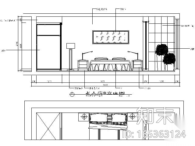 [杭州]某公寓楼三室两厅装修图cad施工图下载【ID:165363124】