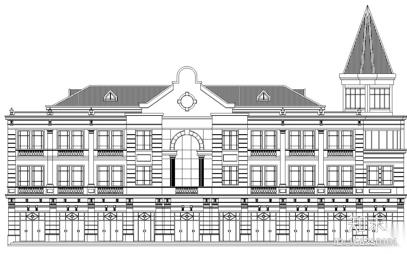 9个CAD欧式建筑外观图纸cad施工图下载【ID:166250101】