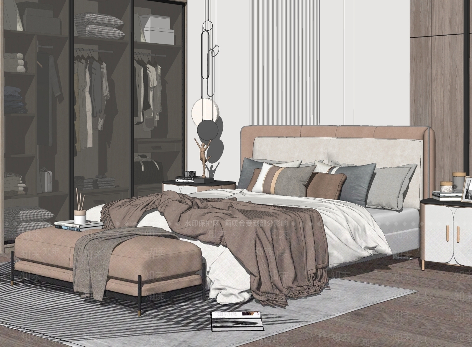 现代家居卧室SU模型下载【ID:185921130】