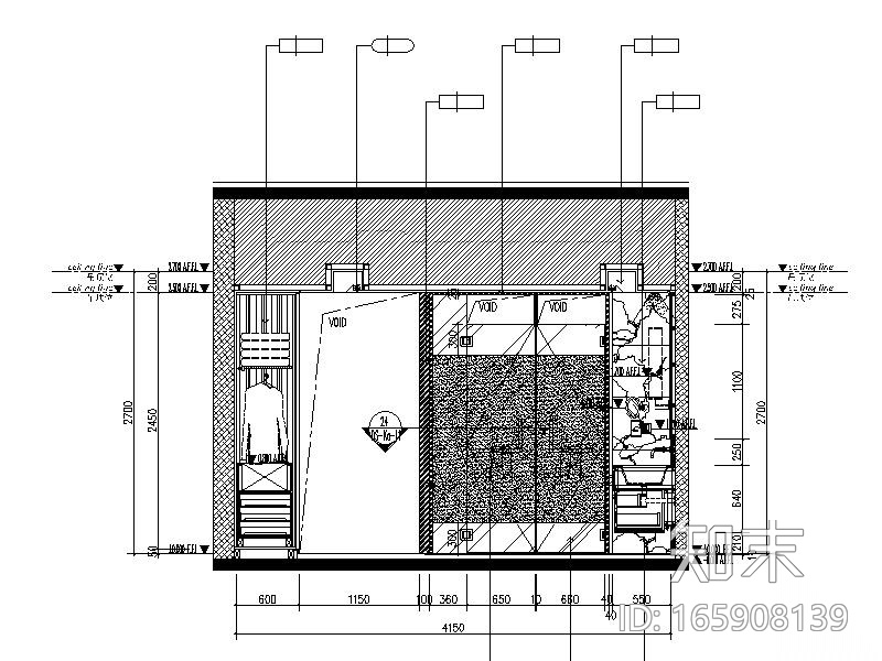 [广东]高档5星酒店标准大床房设计施工图cad施工图下载【ID:165908139】