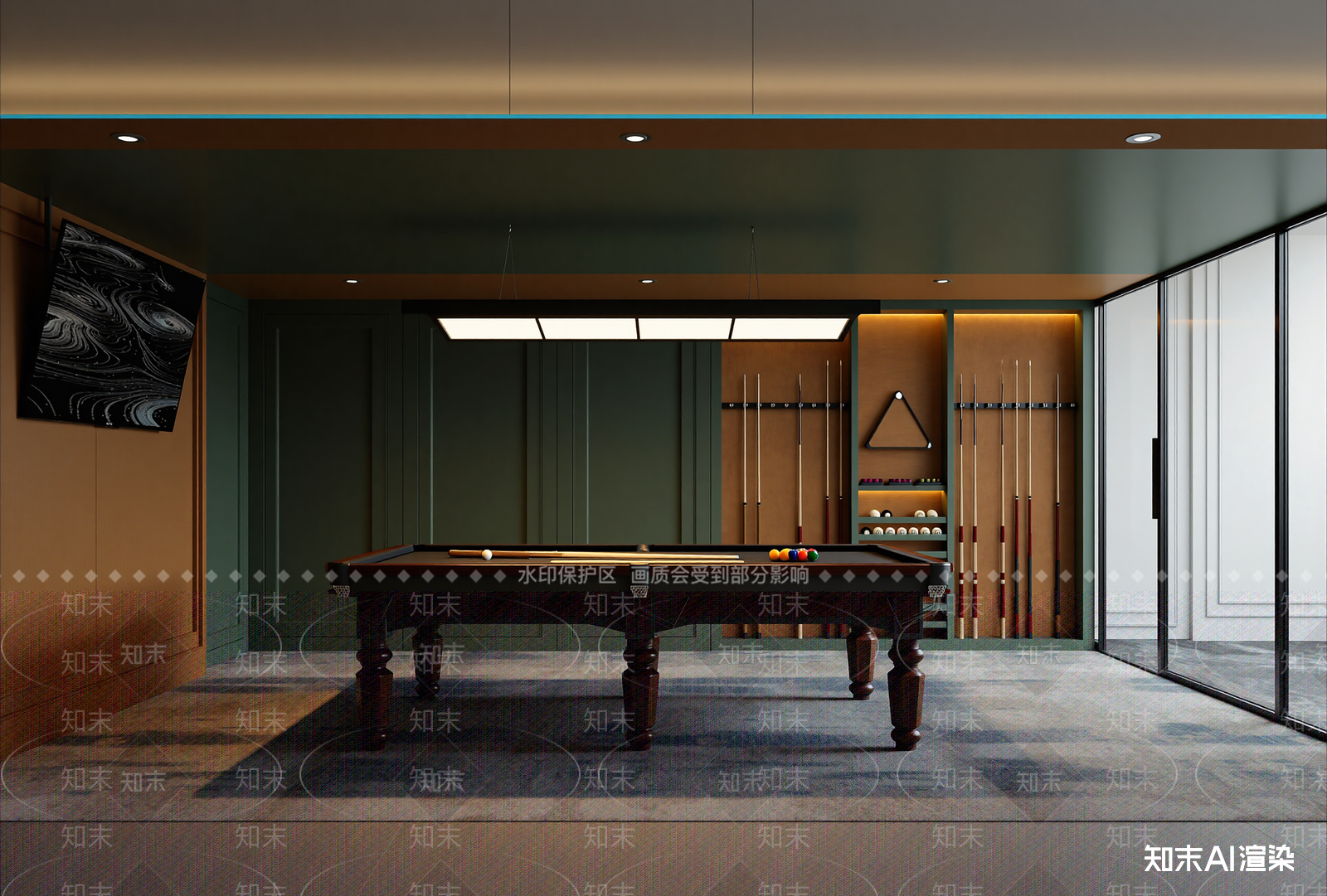 法式台球室3D模型下载【ID:1214152502】
