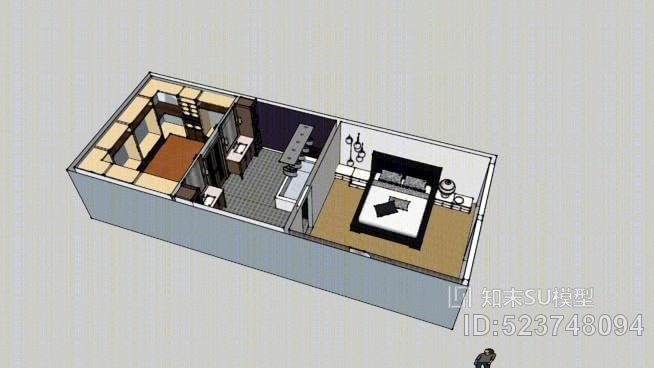 集装箱主卧室SU模型下载【ID:523748094】