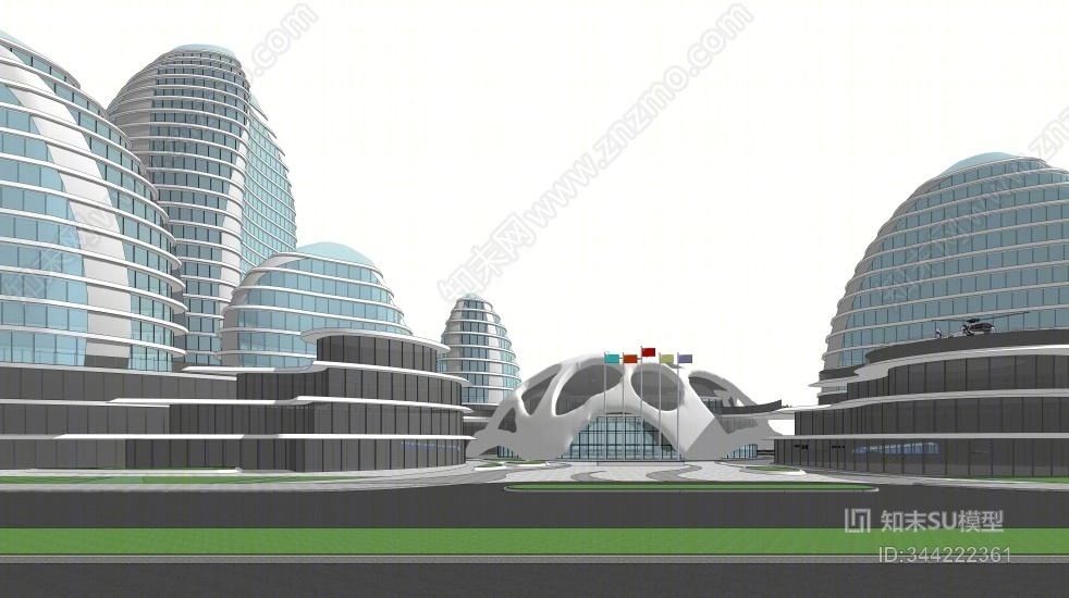 现代异形办公楼SU模型下载【ID:344222361】