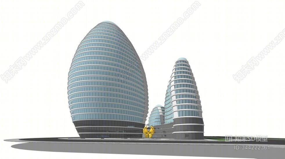 现代异形办公楼SU模型下载【ID:344222361】