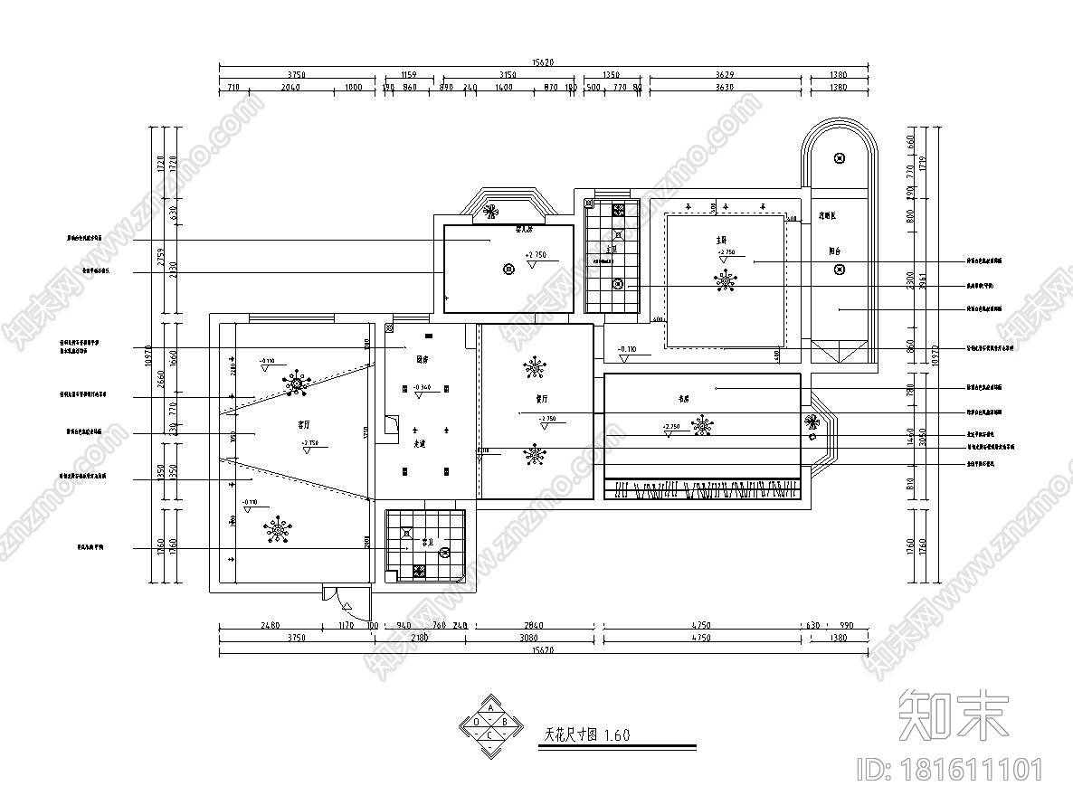 现代风格阳光新城冯先生雅居(简约风格)cad施工图下载【ID:181611101】