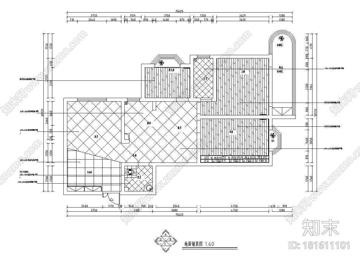 现代风格阳光新城冯先生雅居(简约风格)cad施工图下载【ID:181611101】