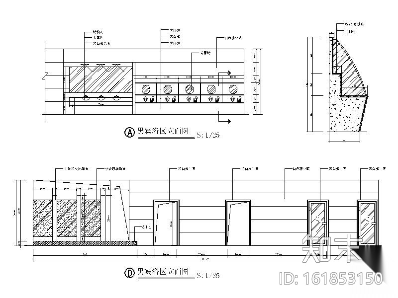 [江西]某四星级酒店桑拿洗浴装修图cad施工图下载【ID:161853150】