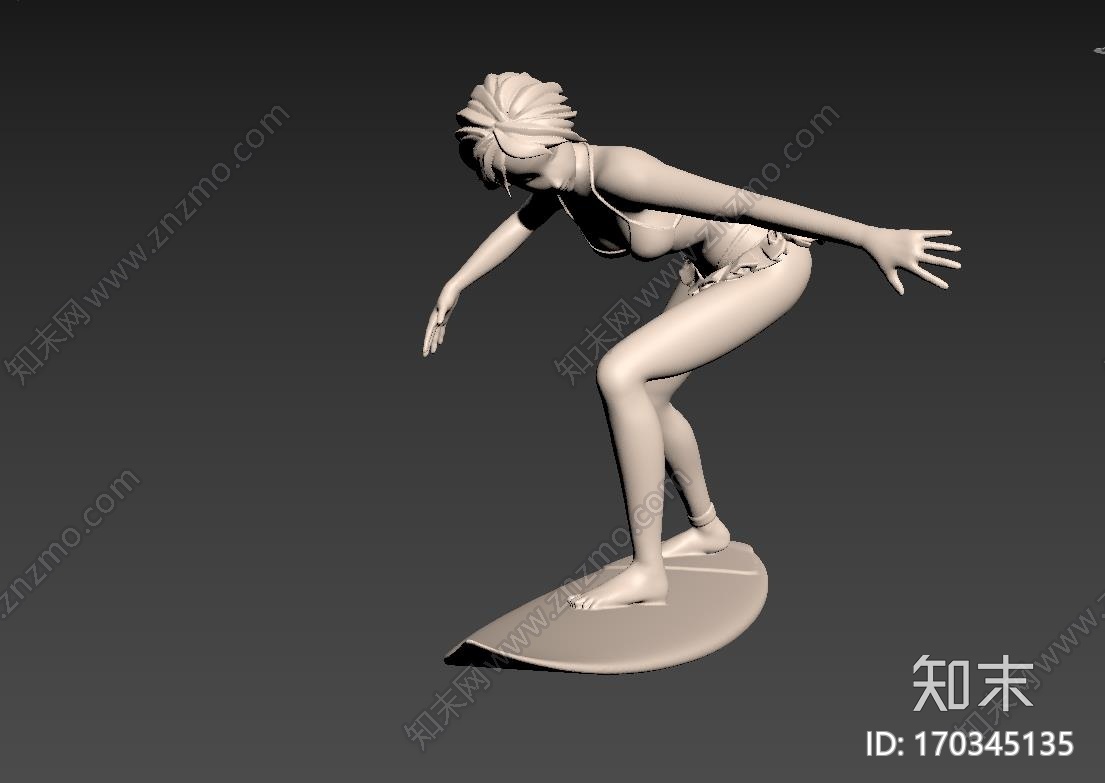 冲浪女孩3d打印模型下载【ID:170345135】