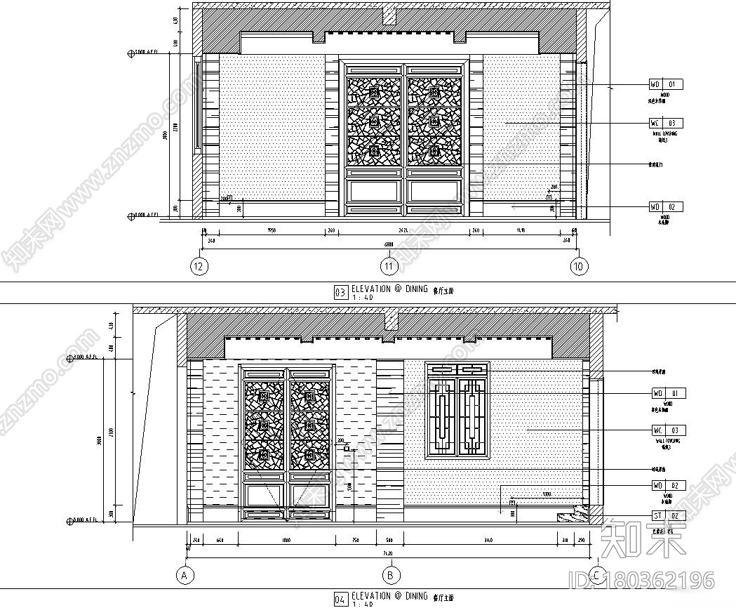 中式风格二层别墅五居室住宅装修施工图设计施工图下载【ID:180362196】