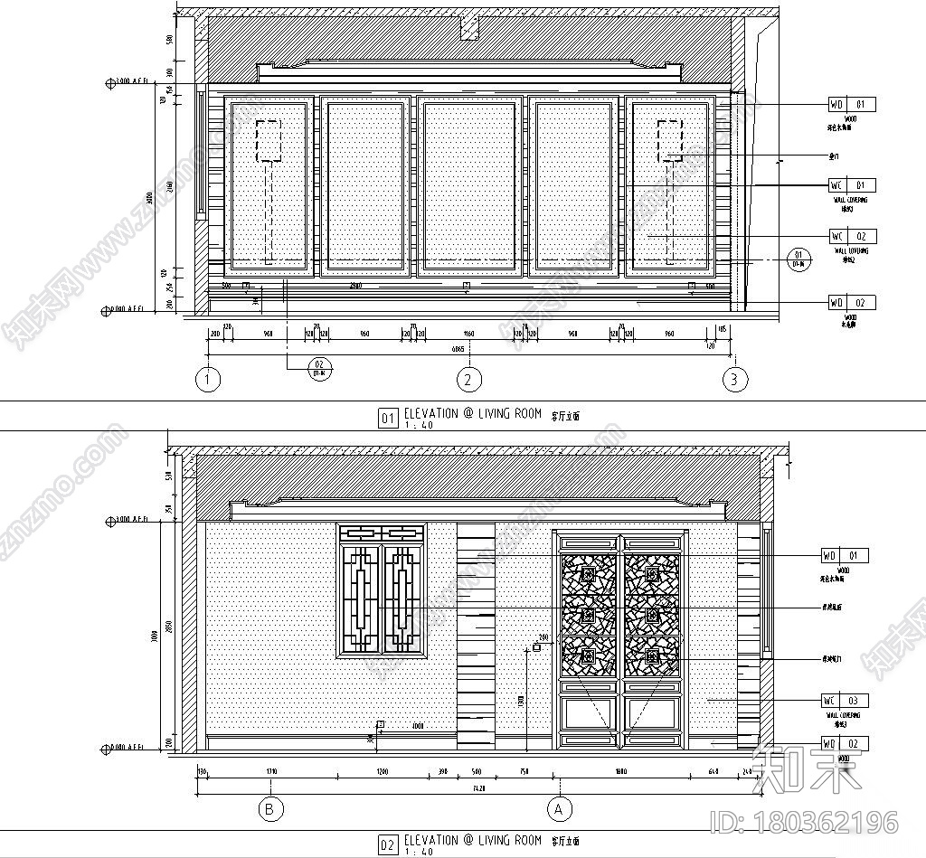 中式风格二层别墅五居室住宅装修施工图设计施工图下载【ID:180362196】