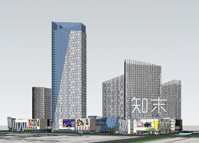 现代办公楼+现代商业综合体SU模型下载【ID:320073326】