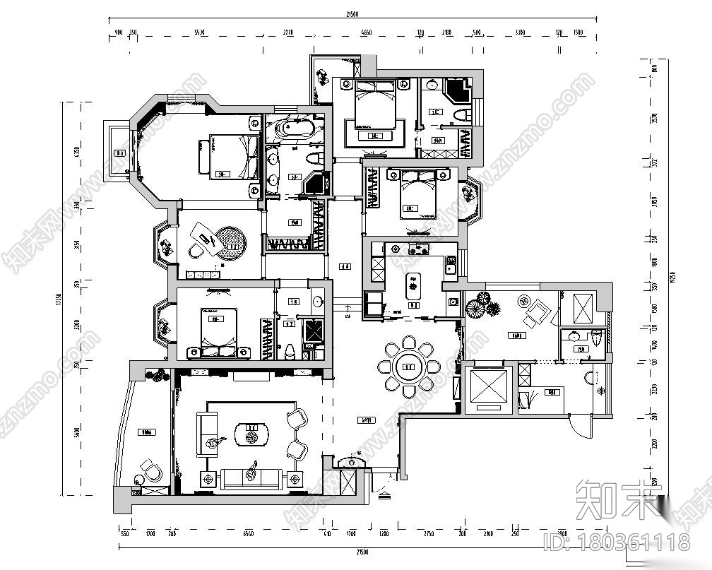 名城银河湾住宅装修施工图设计施工图下载【ID:180361118】