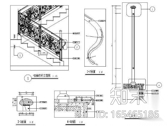 欧式别墅楼梯详图施工图下载【ID:165465186】