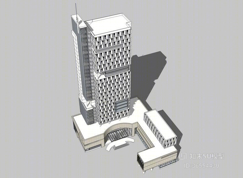现代风格办公楼SU模型下载【ID:36554430】