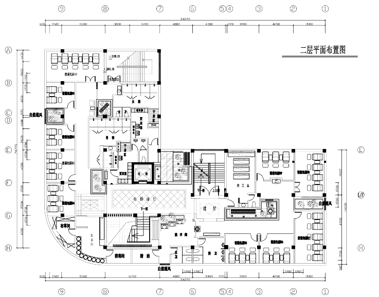 混搭风格足浴店室内设计施工图及效果图（36张）cad施工图下载【ID:161790189】