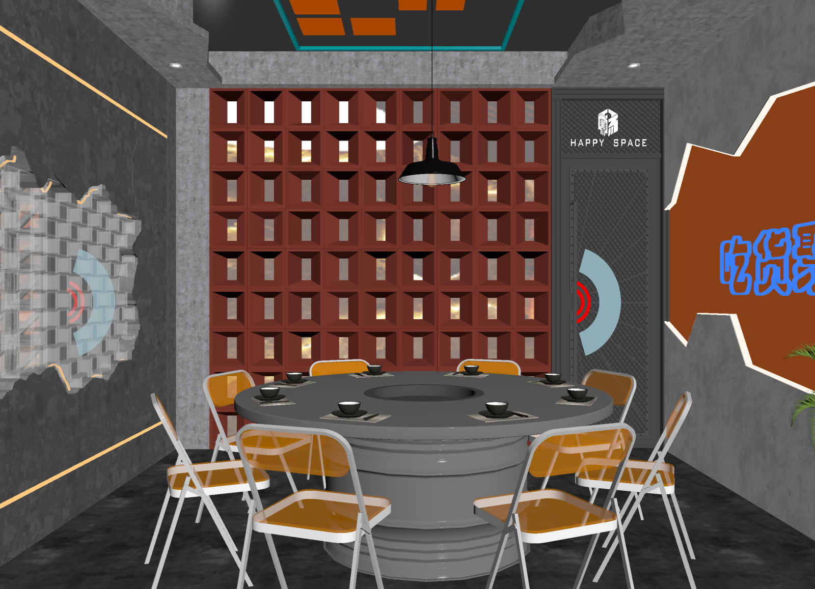 工业火锅店3D模型下载【ID:1214847614】