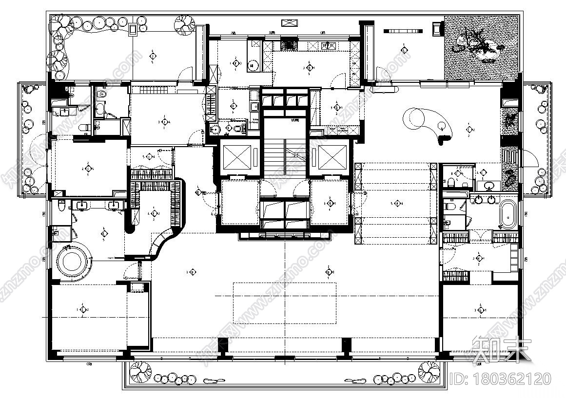 [北京]600㎡样板间住宅CAD全套施工图设计施工图下载【ID:180362120】