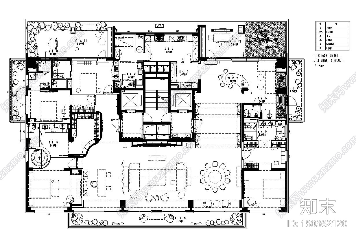 [北京]600㎡样板间住宅CAD全套施工图设计施工图下载【ID:180362120】