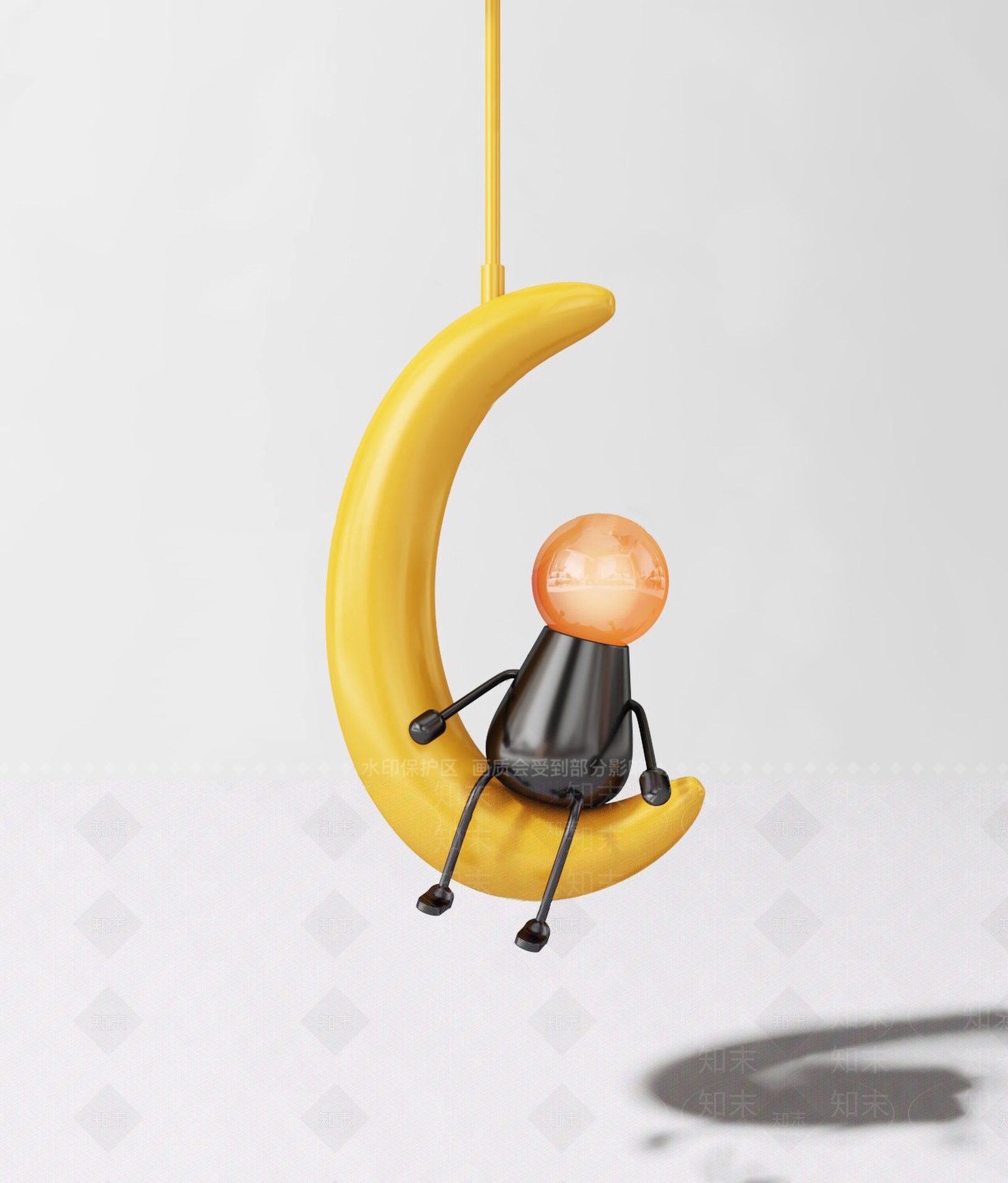 现代月亮装饰吊灯3D模型下载【ID:198293160】