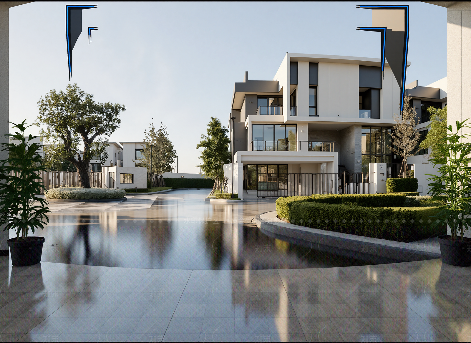 现代独栋别墅3D模型下载【ID:1214582772】