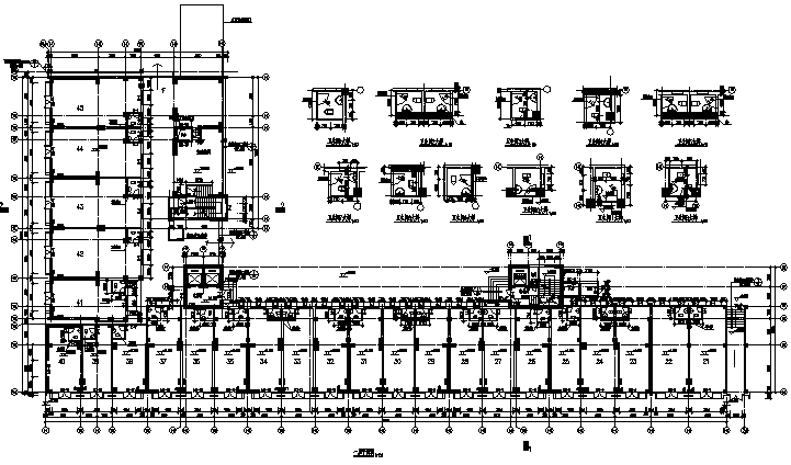 高层多栋塔式住宅建筑施工图（含有水暖电全专业图纸）cad施工图下载【ID:151406183】