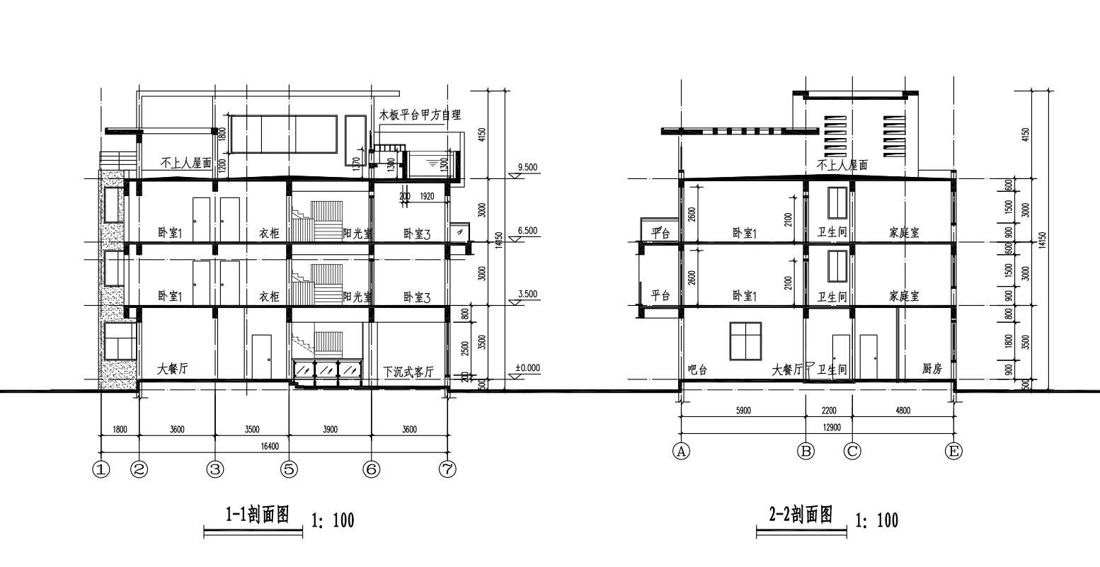 现代风格三层独栋别墅建筑设计文本框架结构（包含效果图...施工图下载【ID:149859181】