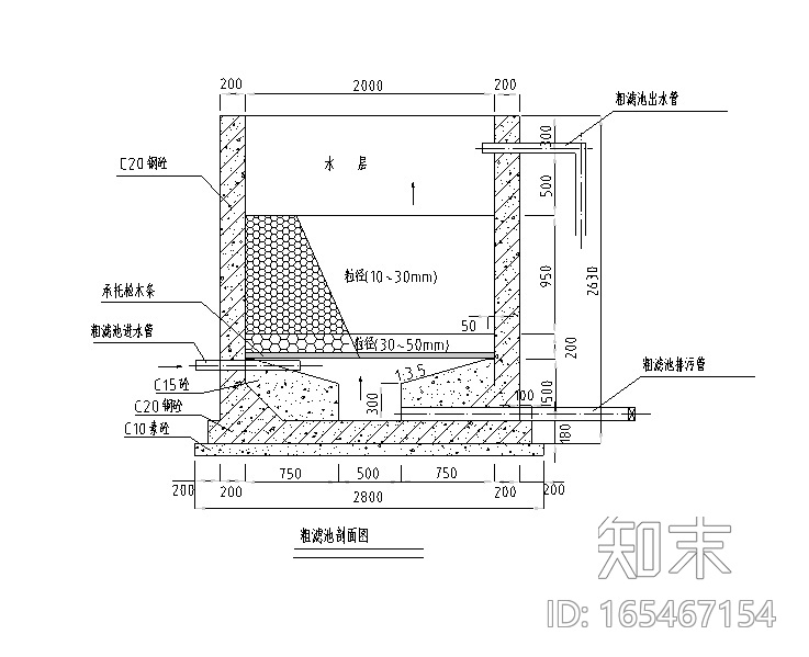 200T农村人畜饮水过滤池工程节点详图（CAD）施工图下载【ID:165467154】