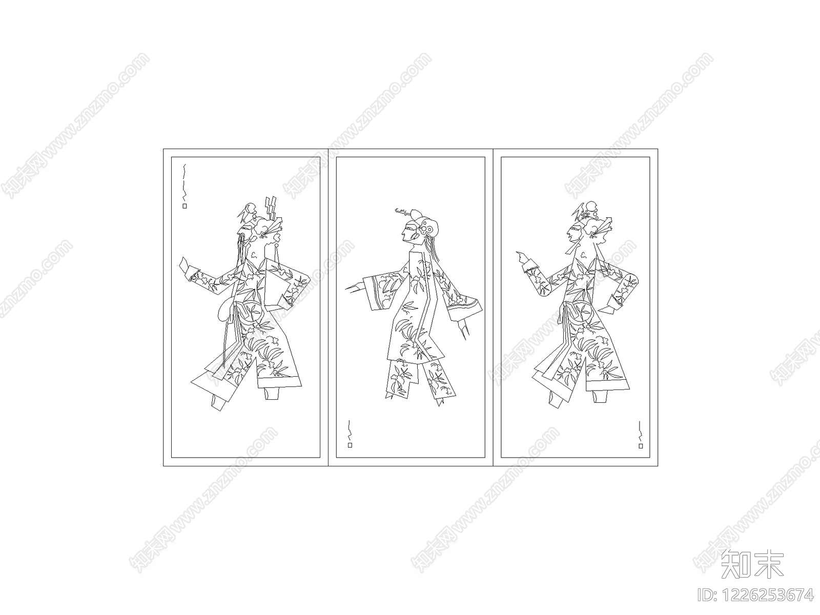 陈设类立面挂画cad施工图下载【ID:1226253674】