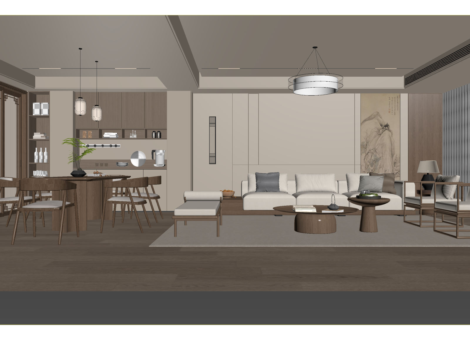 新中式客餐厅3D模型下载【ID:1215167746】