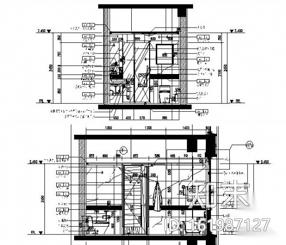 [苏州]五星酒店豪华单人间装修图cad施工图下载【ID:161987127】