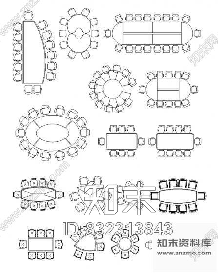 图块/节点室内桌椅图块施工图下载【ID:832313843】