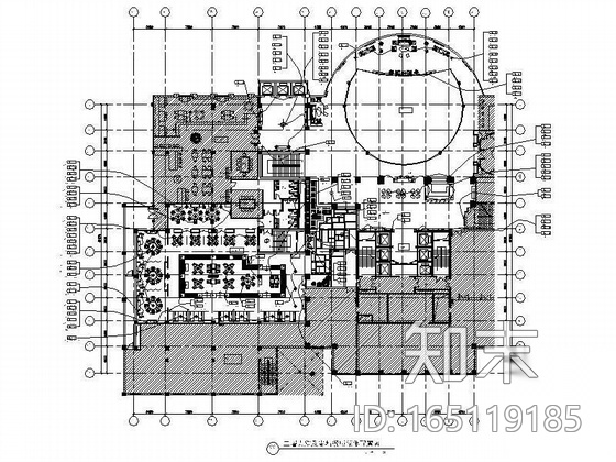 酒店餐厅大堂装修施工图cad施工图下载【ID:165119185】