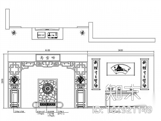 中式风格两居室设计方案cad施工图下载【ID:161921149】