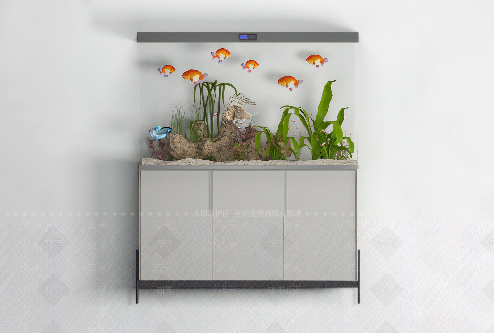 现代鱼缸水族3D模型下载【ID:1108362210】