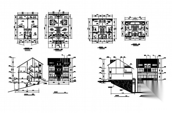 某townhouse住宅单体设计方案一cad施工图下载【ID:166323154】