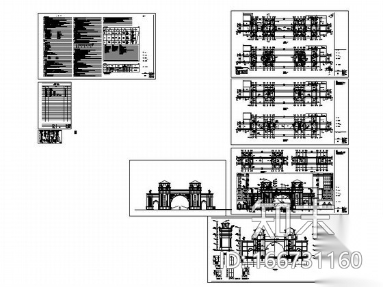 [河北]某国际商业区大门建筑施工图施工图下载【ID:166731160】