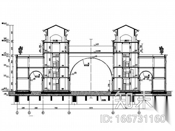 [河北]某国际商业区大门建筑施工图施工图下载【ID:166731160】