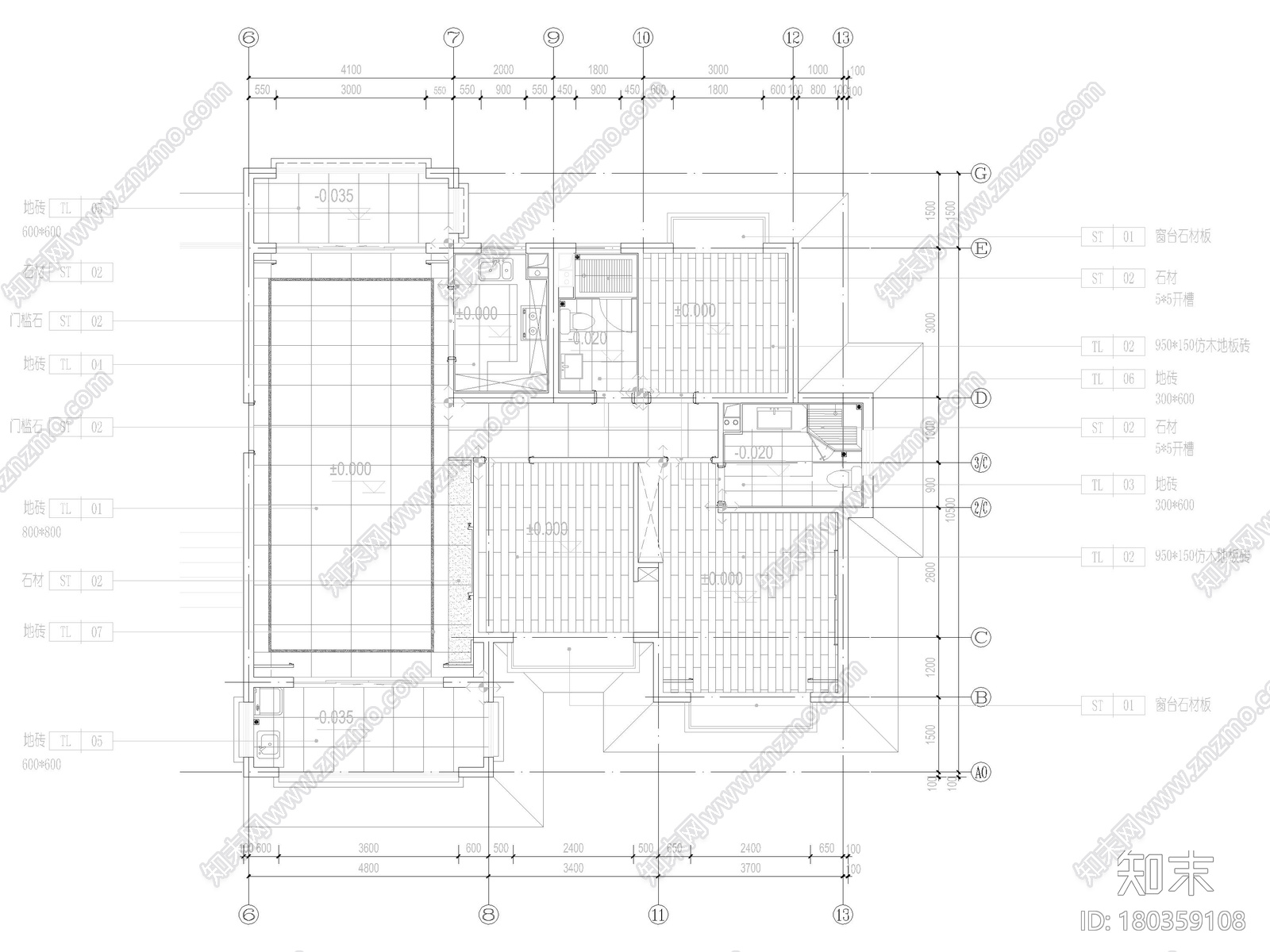 [三亚]110㎡现代二居室联排别墅装修施工图cad施工图下载【ID:180359108】