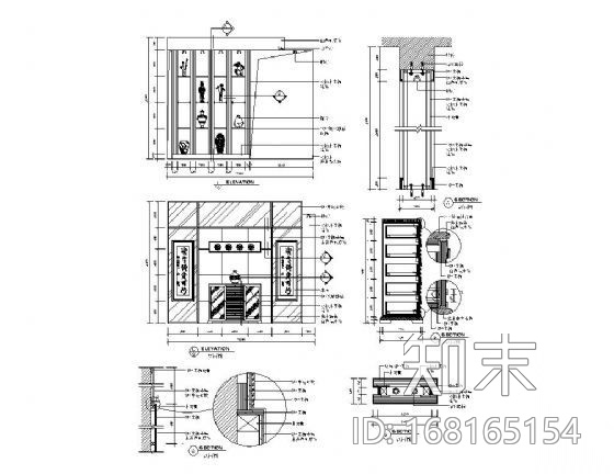 家居餐厅墙面装饰详图cad施工图下载【ID:168165154】